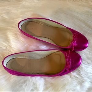 J. Crew Metallic Fuchsia Ballet Flats